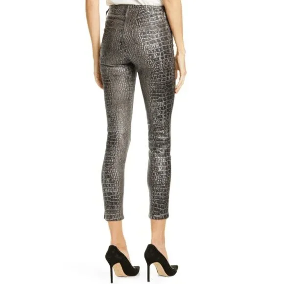 L'AGENCE 'Margot' High Rise Coated Skinny Jeans, Croc Foil Print - Picture 2 of 2
